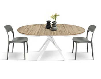 Tavolo rotondo colore rovere allungabile, moderno e di design 
