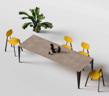 Tavolo di design L.160 allungabile, colore argilla, Made in Italy