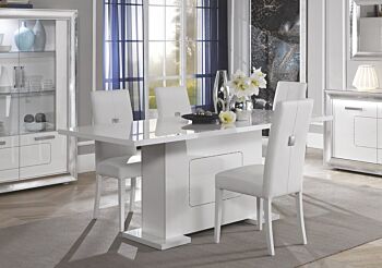 Tavolo fisso L.160, moderno bianco lucido, Made in Italy