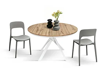 Tavolo rotondo colore rovere allungabile, moderno e di design 