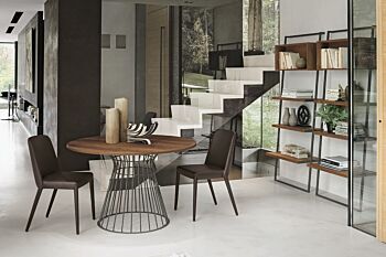 Tavolo tondo di design con struttura in finitura antracite 