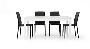 Tavolo allungabile moderno, in legno, bianco frassinato