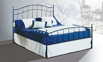 Letto in ferro matrimoniale Ginny in finitura Blu goffrato