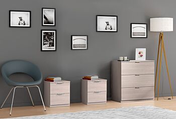 Set Composto da Comò e 2 Comodini, finitura rovere chiaro