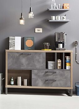 Madia Industry per ufficio in finitura Rovere e Grigio smoke