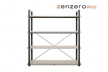 Libreria industrial, 4 ripiani in finitura Quercia