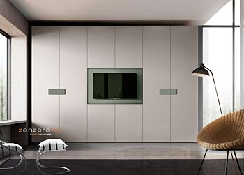 Armadio camera letto con vano tv, Agave e Grigio Seta