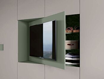 Armadio camera letto con vano tv, Agave e Grigio Seta