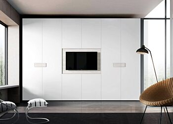 Armadio camera letto con vano tv, Bianco Opaco e Altea
