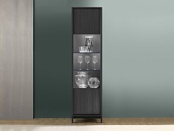 Vetrina 1 anta, stile moderno, finitura frassinato nero
