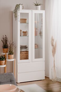Elegante Vetrina moderna colore Bianco opaco