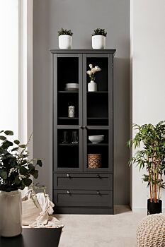 Sala completa in stile scandinavo in finitura grigio antracite 