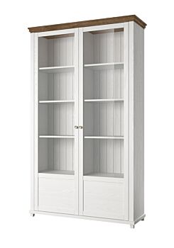 Capiente e elegante vetrina 2 ante finitura bianco frassinato e rovere
