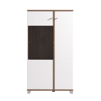 Mobile 2 ante con vetro, finitura Quercia e Bianco