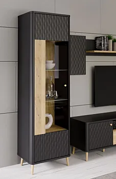 vetrina finitura rovere mauvella e nero