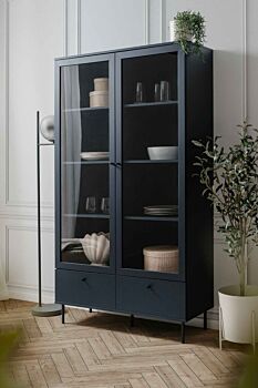 Elegante Vetrina a 2 ante finitura Blu scuro in offerta 