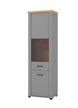 Vetrina colonna 2 ante, finitura Rovere e Carbone