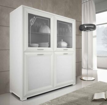 Vetrina classica 4 ante con decorazioni, Made in Italy