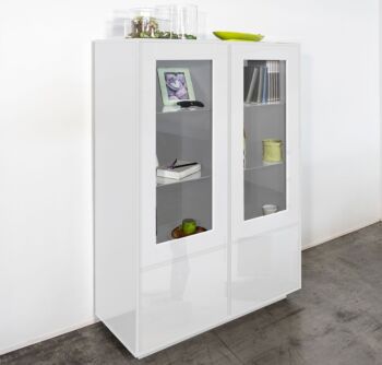 Vetrina di design bianca laccata lucida 