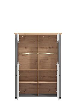 Vetrina doppia colonna, finitura Rovere e Carbone