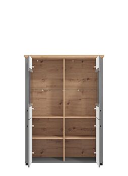 Vetrina doppia colonna, finitura Rovere e Carbone