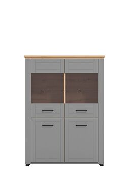 Vetrina doppia colonna, finitura Rovere e Carbone