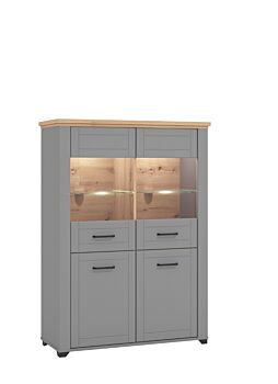 Vetrina doppia colonna, finitura Rovere e Carbone