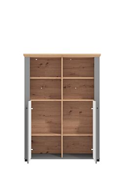 Vetrina contemporanea a 2 ante, finitura Rovere e Carbone