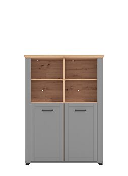 Vetrina contemporanea a 2 ante, finitura Rovere e Carbone