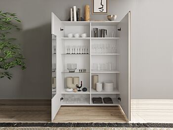 Vetrina moderna, 2 ante, Bianco Lucido e Kadiz
