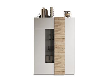 Vetrina moderna, 2 ante, Bianco Lucido e Kadiz