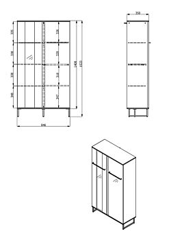 Vetrina industry scontata, finitura Rovere e Nero