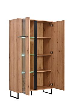 Vetrina industry scontata, finitura Rovere e Nero