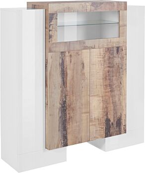 Vetrinetta di design 4 ante una ribalta, finitura Pero e Bianco laccato lucido