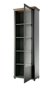 Vetrina colonna H.200 colore verde scuro e quercia