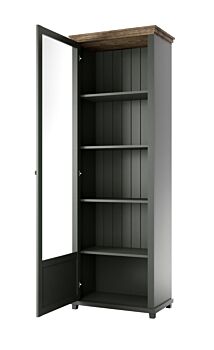 Vetrina colonna H.200 colore verde scuro e quercia