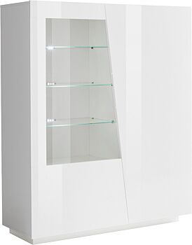 Vetrinetta moderna a 2 ante in Bianco laccato lucido