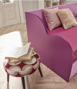 Divano letto Air Moretti Compact con contenitore, finitura Lampone e Lilla