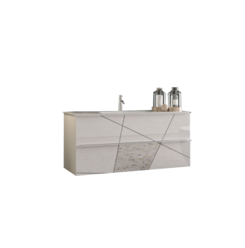 Mobile da bagno sospeso in offerta bianco lucido con dettagli specchio