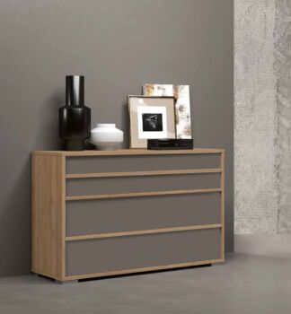Set comò e comodini Noce biondo e Grigio cenere