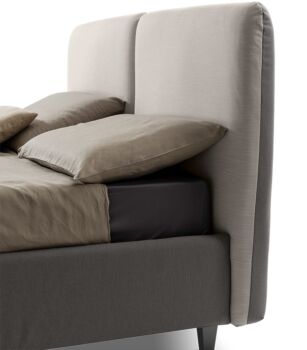 Letto matrimoniale Wezwen con contenitore in finitura grigio perla ed antracite