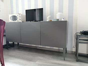 ACQUISTA ANCHE TU Madia moderna 3 ante, Grigio Opaco con piedini