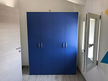Cameretta completa linea onda blu con letto una piazza e mezza