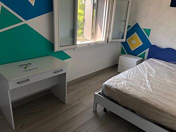 Cameretta completa linea onda blu con letto una piazza e mezza