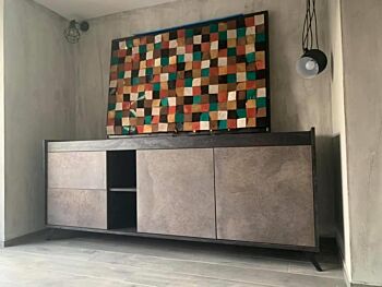 Madia Rovere tabacco e Ardesia chiara con 2 ante e 2 cassetti