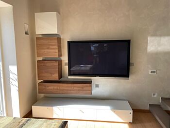 Idee parete attrezzata moderna, finitura Noce Dark, Noce Stelvio e Bianco
