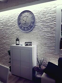 Credenza capiente, Madia di Design, 4 ante Alta, Bianco Lucido