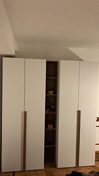 Conveniente Armadio scontato 4 ante battenti con libreria, finitura Noce bianco 