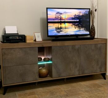 Credenza Mobile madia moderno con 2 ante, 2 cassetti e un vano a giorno 