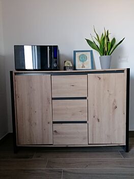 Credenza  Madia industry 2 ante 3 cassetti, Rovere Nodato e struttura in Antracite